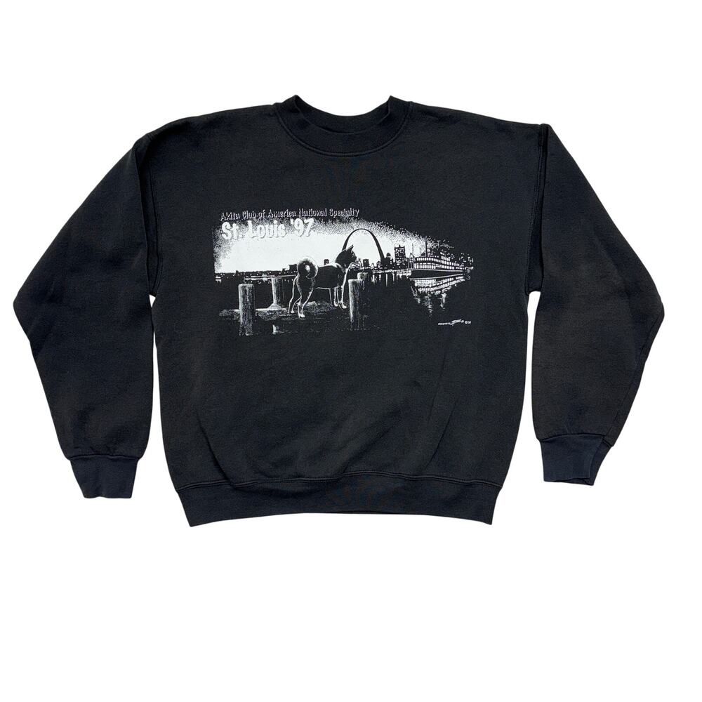 Vintage Akita Club St. Louis '97 Sweatshirt Large Black Fleece Fruit Of The Loom